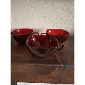 Vintage Ruby Red Square Cups 3